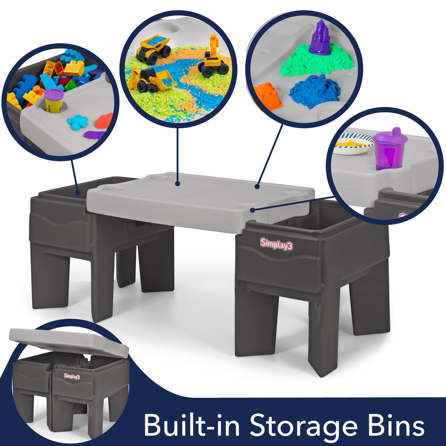 Simplay3 Indoor Outdoor Sand And Water Sensory Activity Table For Toddlers, Kids All-Purpose Table With Lid And Built-In Storage