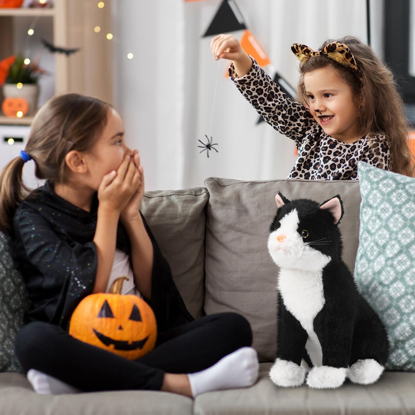 Libima 13 Inch Black and White Tuxedo Cat Plush Stuffed Animal - Realistic Soft Kitten Toy for Gifts, Pet Parties, and Home Decor