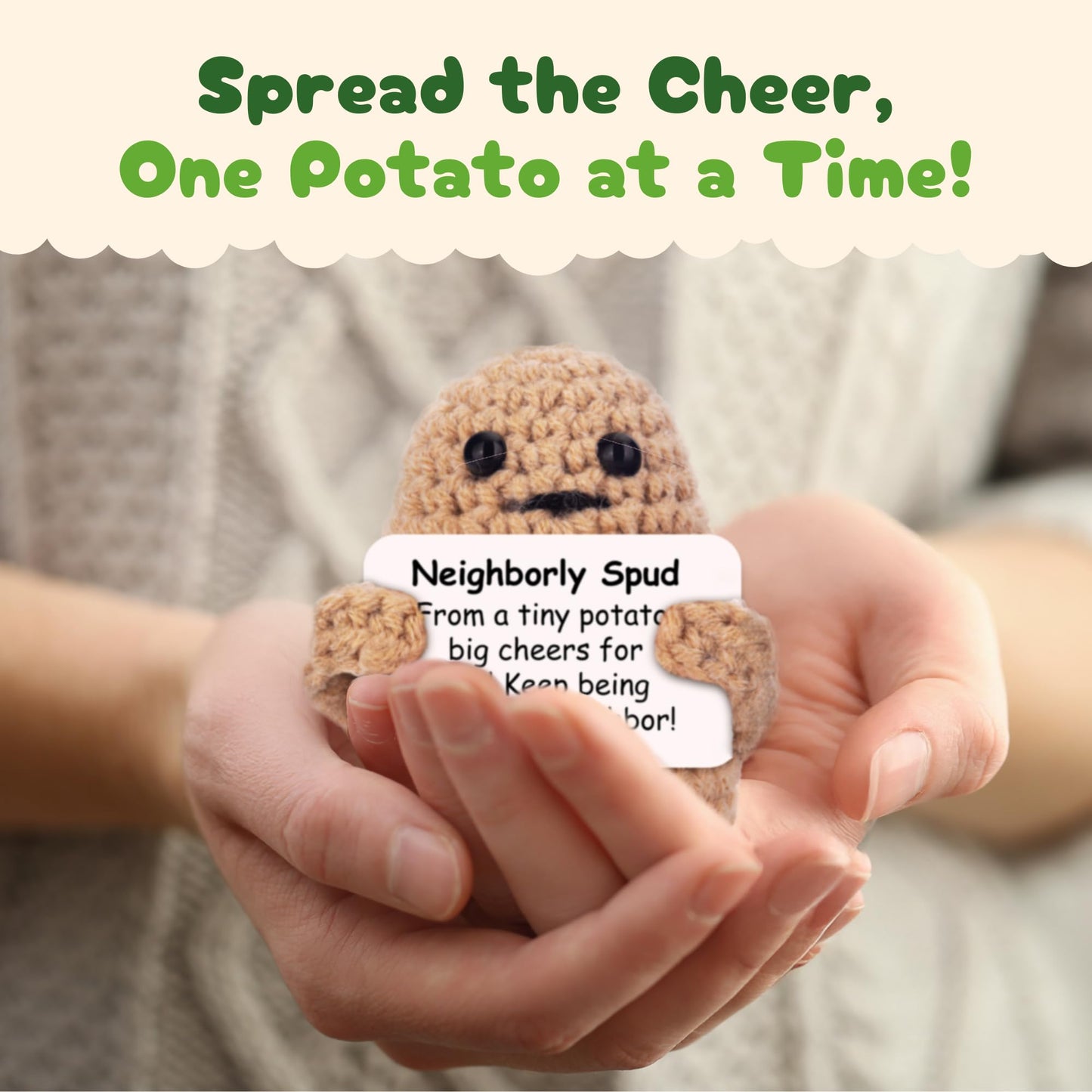 Gifts For Neighbors Bulk (5-Pack) - Bulk Neighbors Gifts - 5 Cute Crochet Positive Potatoes For Neighbor Appreciation | Neighbor