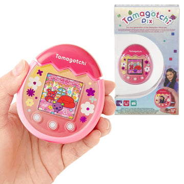 Tamagotchi 42901 Bandai Pix The Next Generation Of Virtual Reality Pet With Camera, Games And Collectable Characters-Floral, Pink