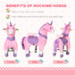 Qaba Ride On Real Walking Unicorn With Sparkly Horn, Soft Plush Ride On Rocking Horse Bearing 176Lbs, Imaginative Interactive To
