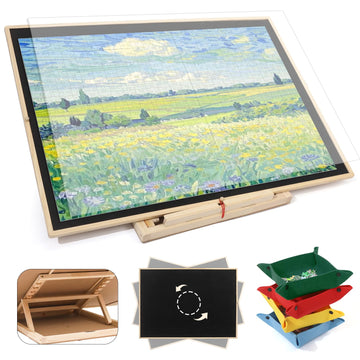 Tilting & Rotating Puzzle Board 1500 Pieces  Vertical & Horizontal Wooden Jigsaw Puzzle Table with Drawers & Protective Cover  34?25 Puzzle Board with Lazy Susan for mature-themeds & Kids  Gift for Mum