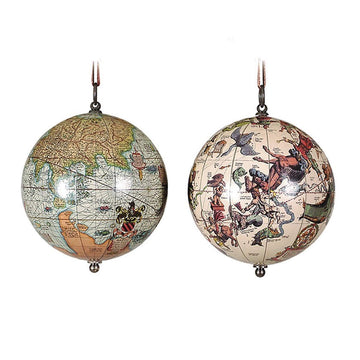 Authentic Models, The Earth And The Heavens, Celestial Terrestrial Globe Ornaments, Set Of 2