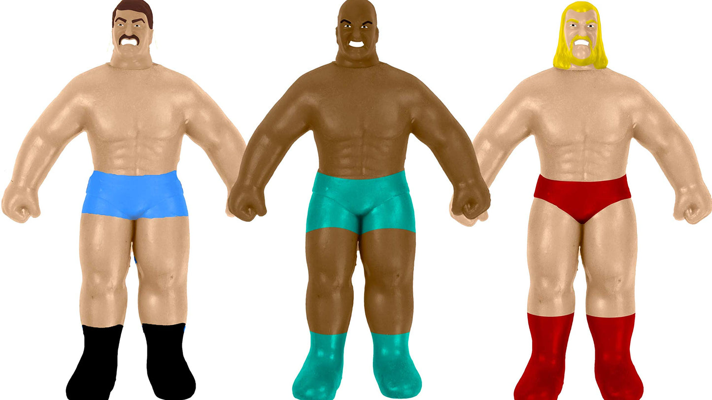 Ja-Ru Super Stretchy Wrestlers (6 Toys) Classic Retro Squishy Action Figure For Kids, Boys Toys. Strong Man Stretch & Pull Stress Relief Fidget Toy. Party Favors. 4307-6S