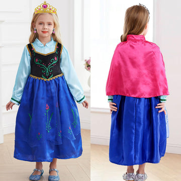 Itvti Princess Anna Costume For Girls Halloween Carnival Fancy Dress For Cosplay, Blue, 4-5 Years(Tag 120)