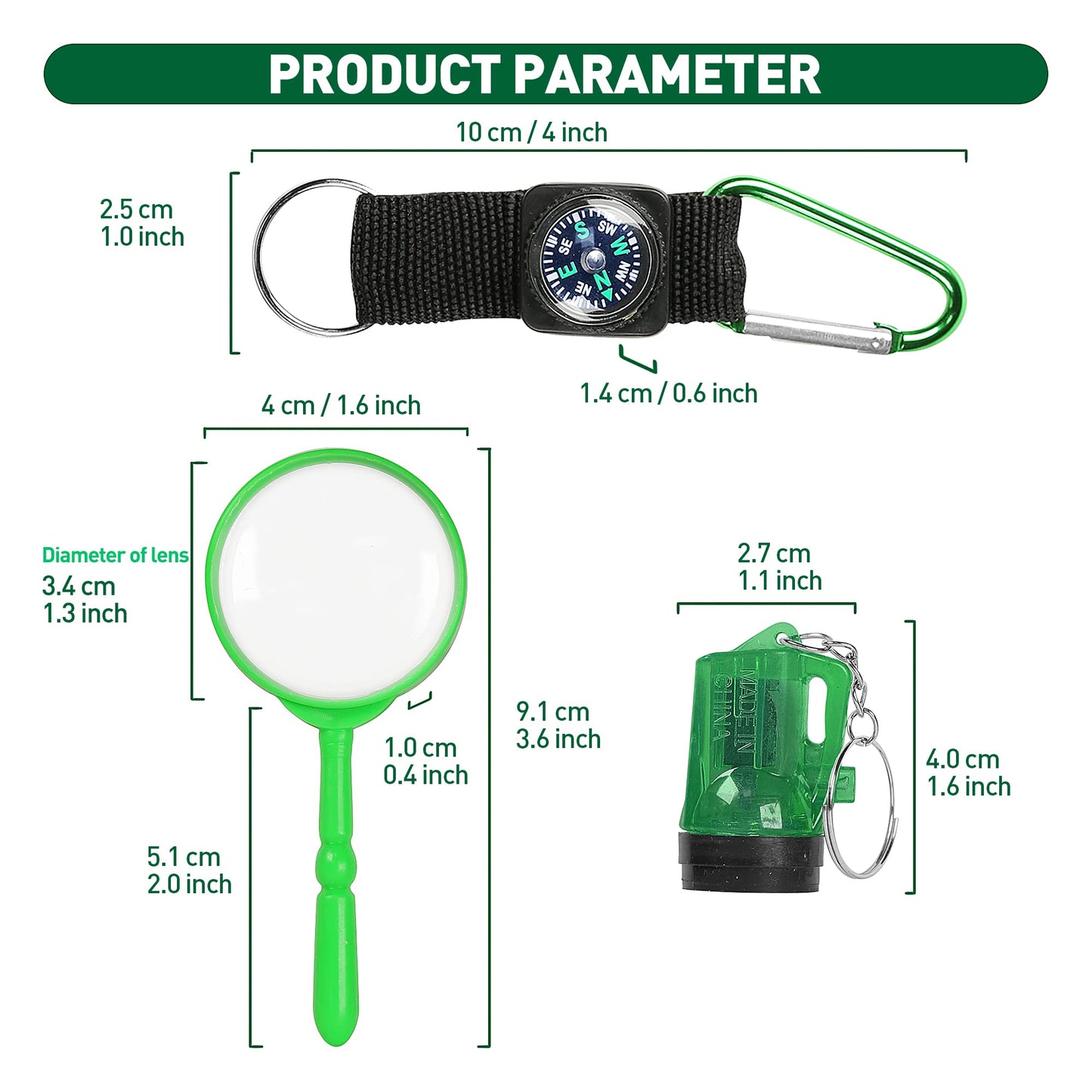 PROLOSO Nature Exploration Kit Outdoor Games Party Favors Toys for Kids Perfect for Adventure Theme Parties, Explorer, Camping,