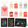 INACORN 28 Pack Valentines Day Gifts for Kids Classroom - Rainbow Scratch Art Notebooks, Non-Candy Party Favors for School Excha