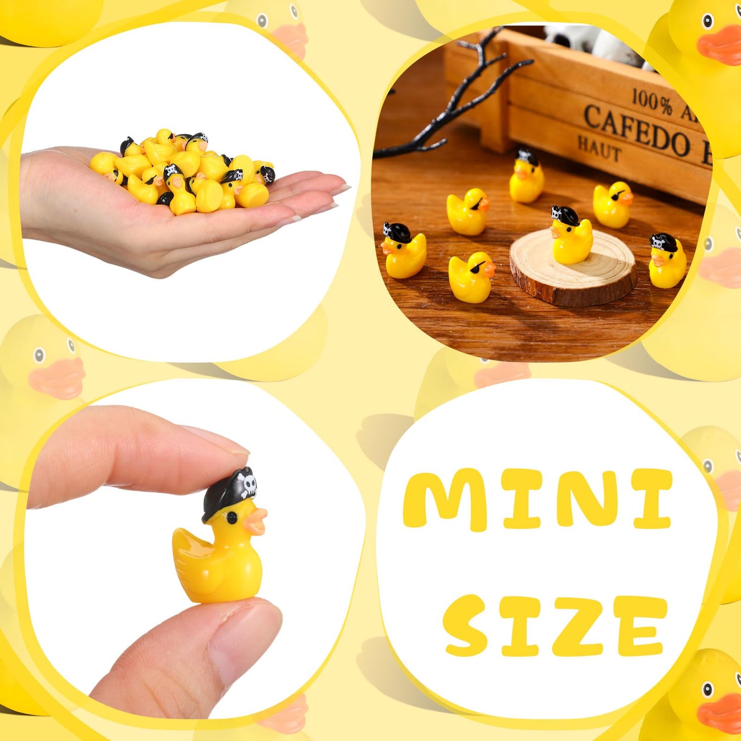 Gemscream 120 Pcs Halloween Mini Resin Pirate Tiny Ducks Little Cute Miniature Resin Duck Miniature Figures Ornament For Crafts