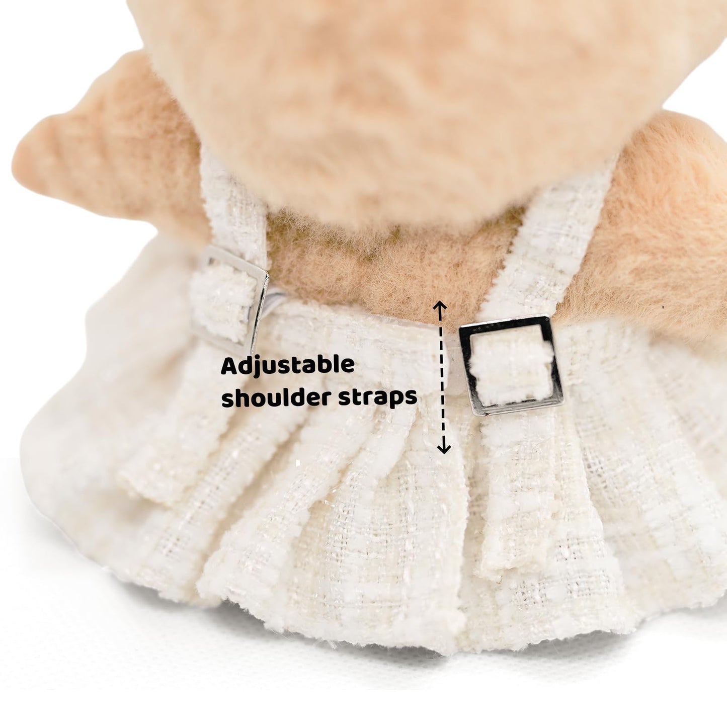 LYBHYQTII Clothes for 17cm Dolls  enhanced Handmade Dolls Accessories with Chic Grid Bow Spaghetti-Strap Dress Set  High-End Fashion Outfit for Play & Display - White (No Doll)