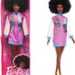 Barbie Fashionistas Doll #156 With Brunette Afro & Blue Lips Wearing Graphic Coat Dress & Yellow Shoes, Toy For Kids 3 To 8 Year
