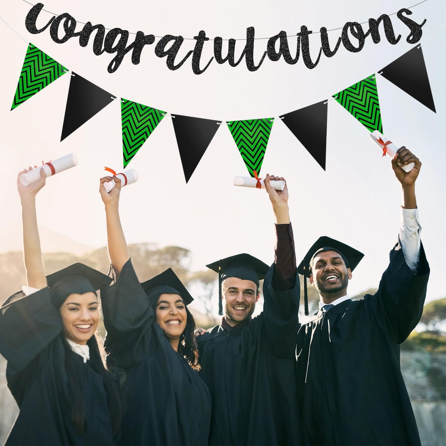 Boao Pre-strung Congratulations Banner Glitter Congratulation Banner 10 ft Congrats Garland for Graduation, Wedding, Retirement,