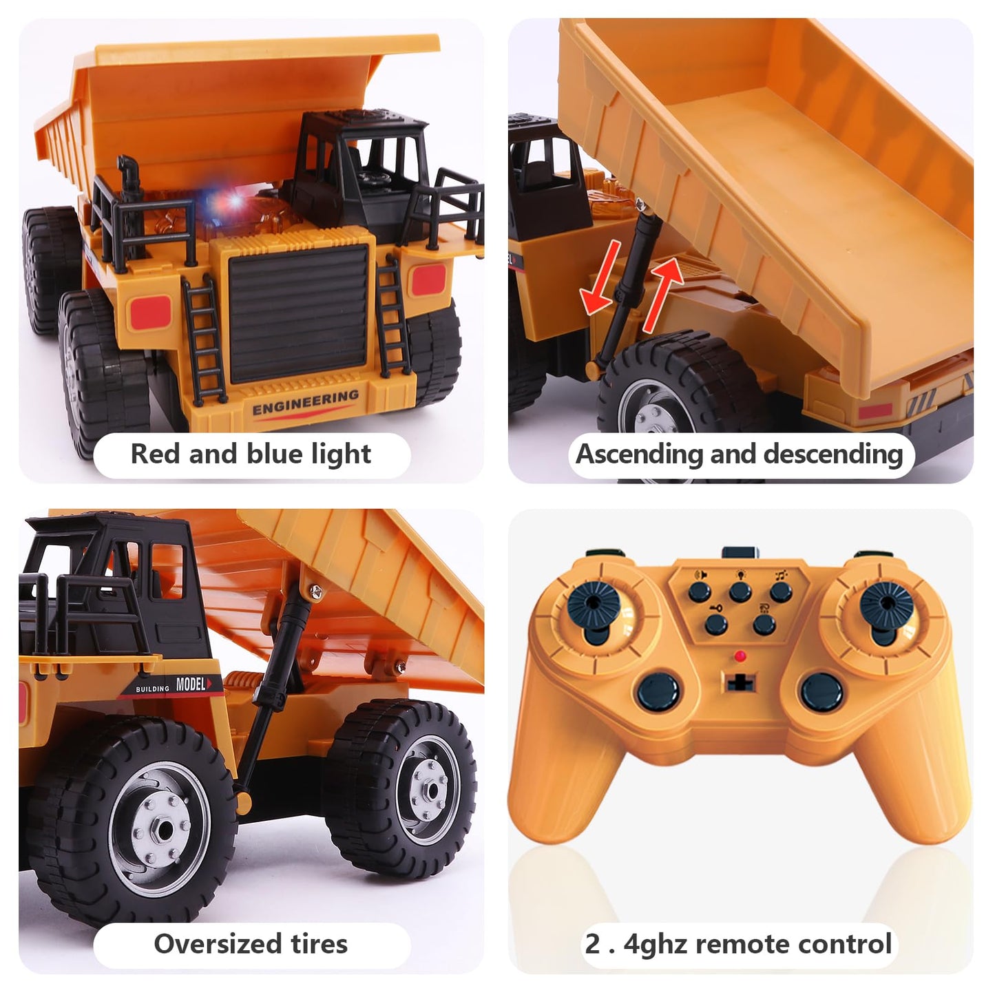 Mqdmini Rc Dump Vehicle Toy For Kids - Remote Control Car For 6+ Year Old Boys Girls, Kids Beginner Car Tractor Vehicle, Recharg