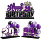 Lingteer Happy 20Th Birthday Purple Acrylic Table Topper Centerpieces Set - Cheers To Twenty Years Old Birthday 20Th Bday Party Gift Decorations.