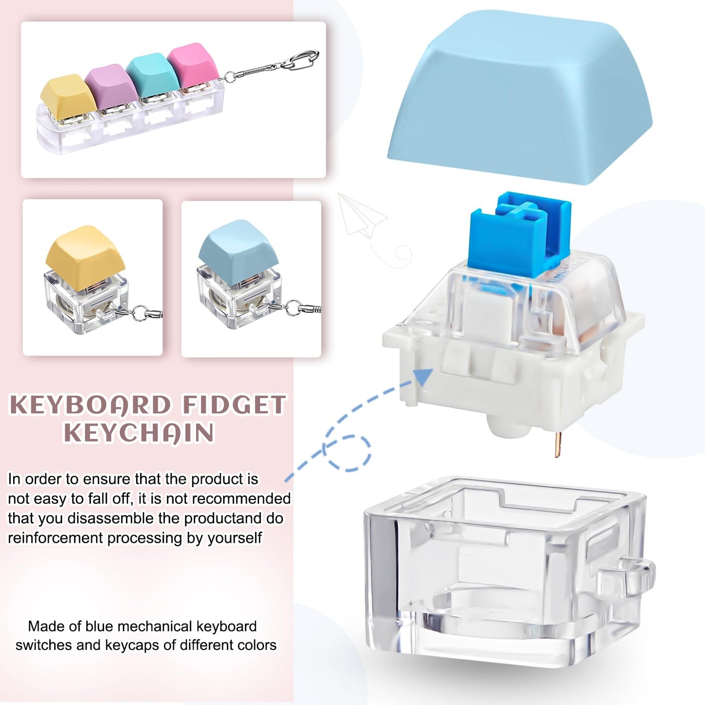 Taiyin Keyboard Fidget Toy Decompression Toys Keyboard Clicker Toy Keyboard Cube Toy Mechanical Key Toy Keyboard Button Stress Relief for mature-themed Gifts to Relief Pass Time