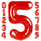 Number 5 Balloon Red 40 Inch, 5 Year Old Girl Boy Birthday Gift, 5 15 25 35 45 50Th 55 Birthday Anniversary 2025 Party Decoratio