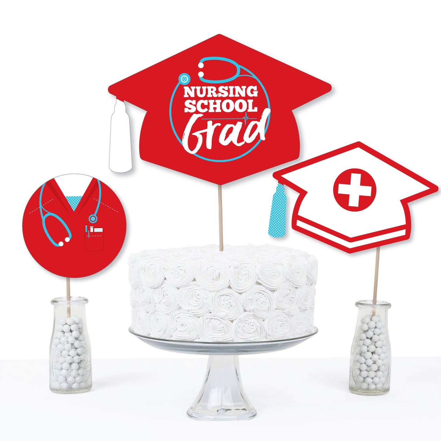 Big Dot Of Happiness Nurse Graduation - Medical Nursing Graduation Party Centerpiece Sticks - Table Toppers - Set Of 15