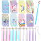 Yeaqee 48 Pcs Cute Unicorn Party Gift Set Spiral Notebooks Gel Ink Pens Bulk Classroom Reward Prizes Stationery Set for Unicorn 