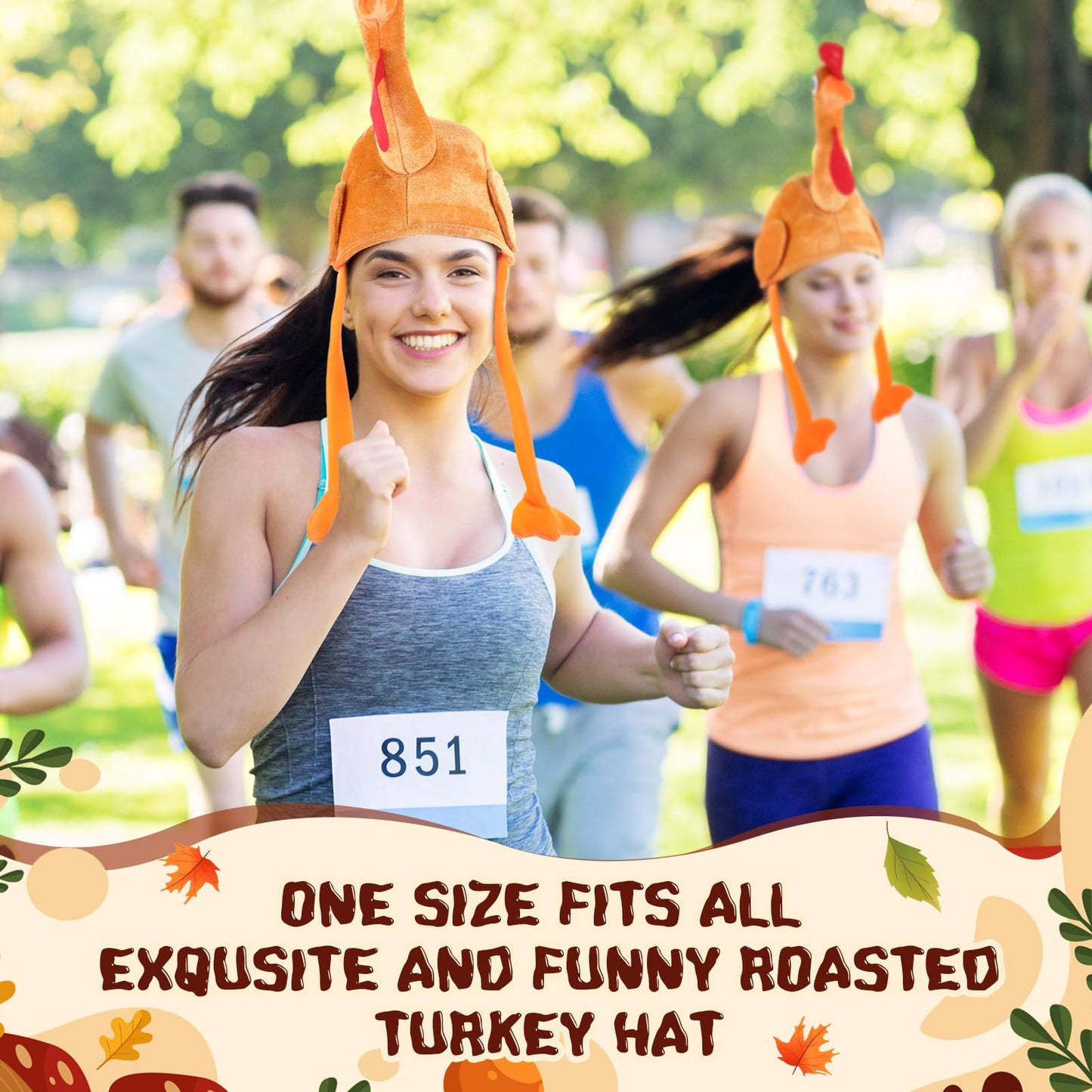 Jamntower 2 Pcs Thanksgiving Plush Turkey Hat Funny Cap Thanksgiving Party Cosplay Costume Accessory for Women Men Halloween(Bro