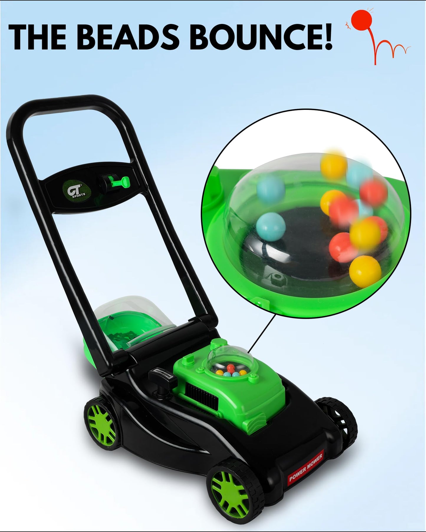 CT SPORTS Toddler Lawn Mower - Realistic Grass-Cutting Action, No Batteries, Black, Model XT-30018, Fun Outdoor Push Toy for Kids