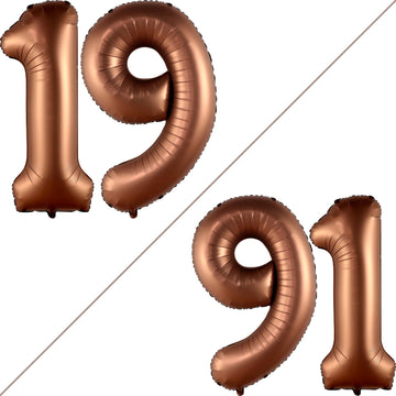 Katchon, Brown 19 Balloon Number - Giant, 40 Inch | 19 Balloons For 19Th Birthday Decorations | Number 19 Balloons Foil | 19 Birthday Balloons For 19 Birthday Decorations | Brown 19 Number Balloons