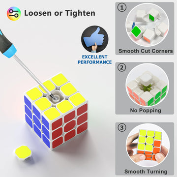 Vdealen 3X3X3 Speed Cube Set, 6 Pack Speed Cube Bulk Magic Cube Set, School Classroom Prize For Students Birthday Party Favors Stocking Stuffers Gifts For Kids Teens Adults(Sticker)