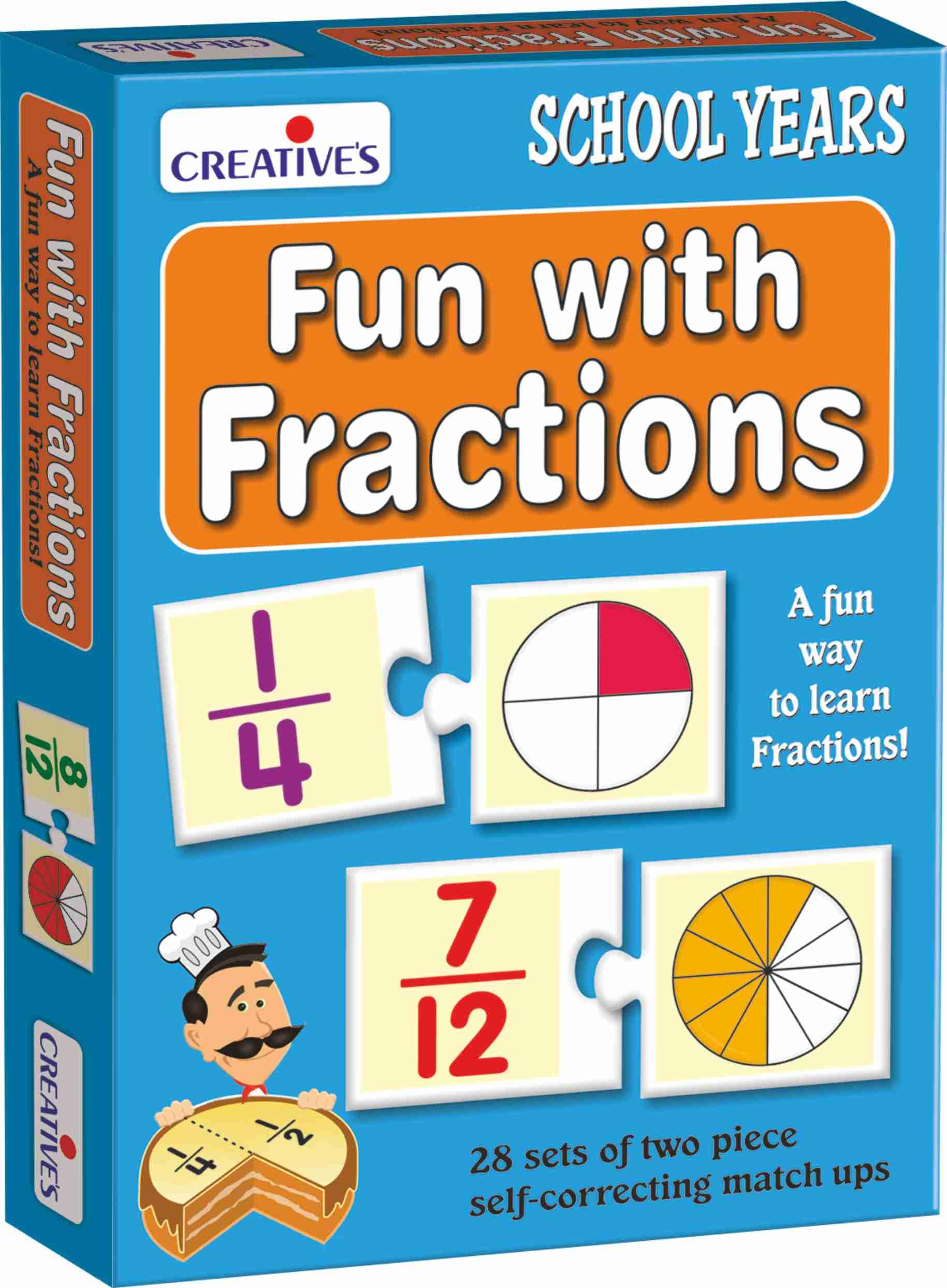 CreativeS Fun With Fractions | Math Educational Game | Numbers Fun Game | 28 Sets Of Two Piece Match-Ups, An Activity Book For 
