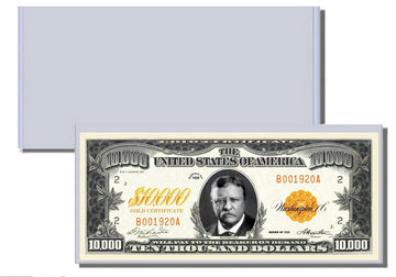 $10,000 Dollar Gold Certificate Novelty $10,000 Bill - 10 Count with Bonus Clear Protector & Christopher Columbus Bill