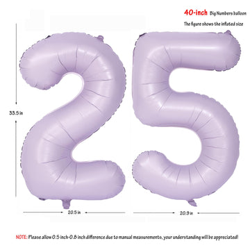 40 In Matte Purple Number Balloons Helium Foil Mylar Balloon Birthday Party Banquet Decoration Digital 25