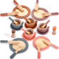 GAGAKU Wooden Dishes Kids Wooden Dishes for Play Kitchen Kids Play Dish Set Wood Plates Set for Toddler Montessori Wooden Kitche