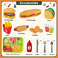 BUYGER Fast Food Play Food Toys for Kids Toddler Children Toy Kitchen Accessories Playset Plastic Toy Food Sets Pretend Play Gif