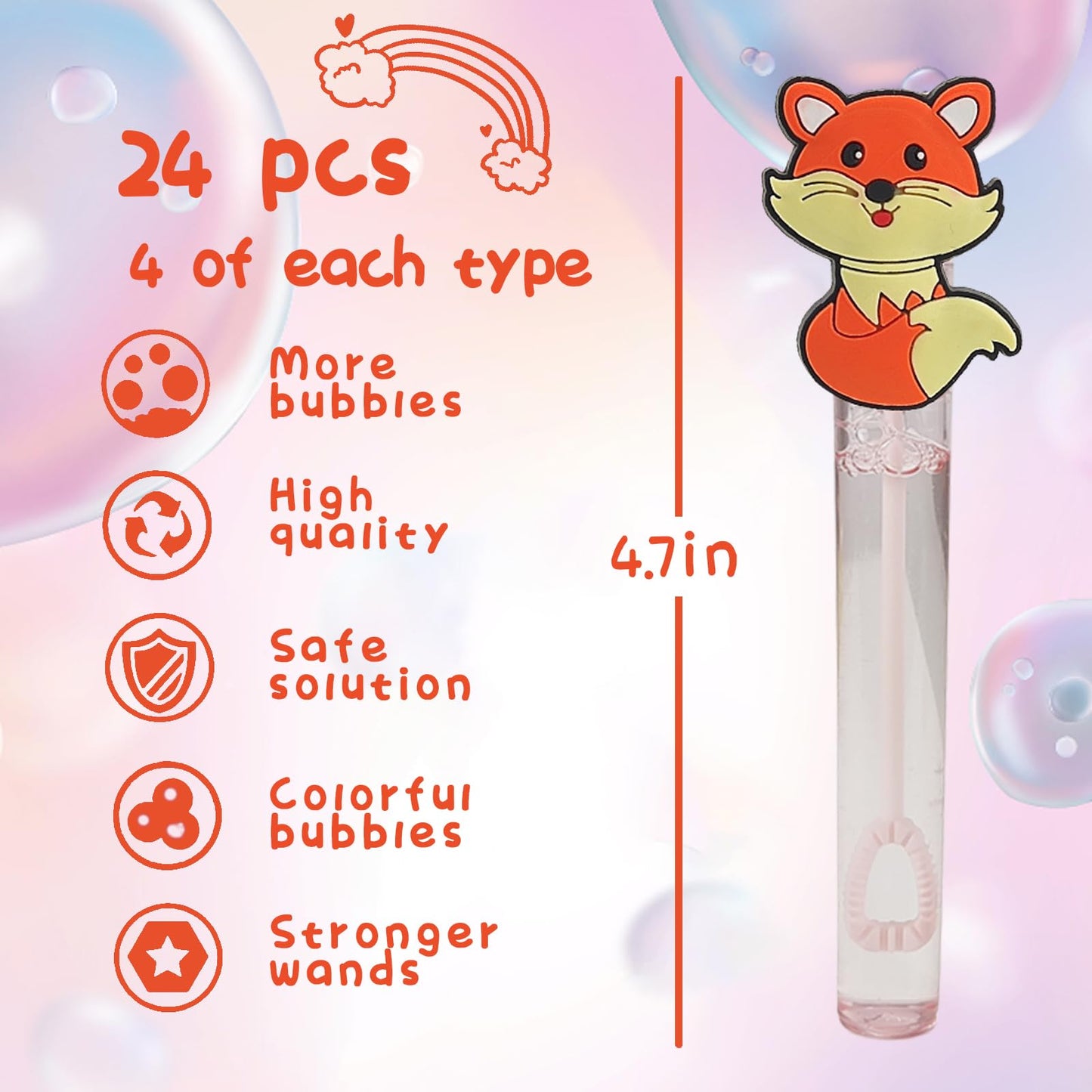 24 Piece Jungle Animals Toys Bubble Wand For Kids(6 Style),Cute Bubble Wand Great For Forest Animals Crazy Theme Party Favors,Pinata Suffer,Animals Party Goodie Bags Filler,School Classroom Prizes