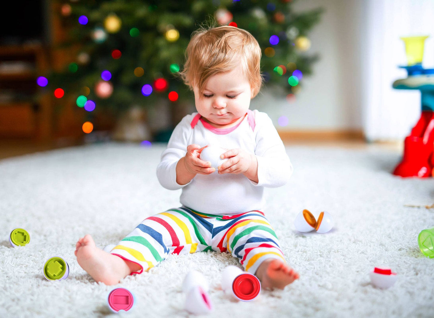 Nothing But Fun Toys Shape Sorter Eggs 12 Piece Playset Designed For Children Ages 12+ Months,Multi