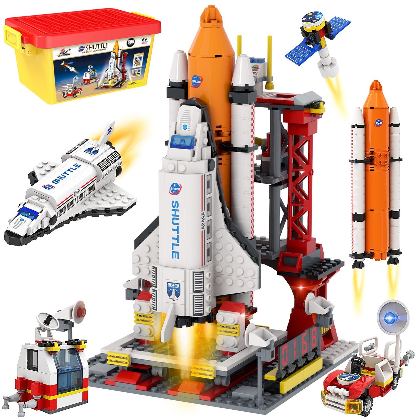 Wishlife City Space Exploration Shuttle Toy - Building Blocks Sets For 6 7 8 9 10 11 12 Year Old Boys Girls, Mars Rover, Launcher, Satellite, Aerospace Spaceship Toys Gifts For Kids Age 6-12 (660 Pcs)