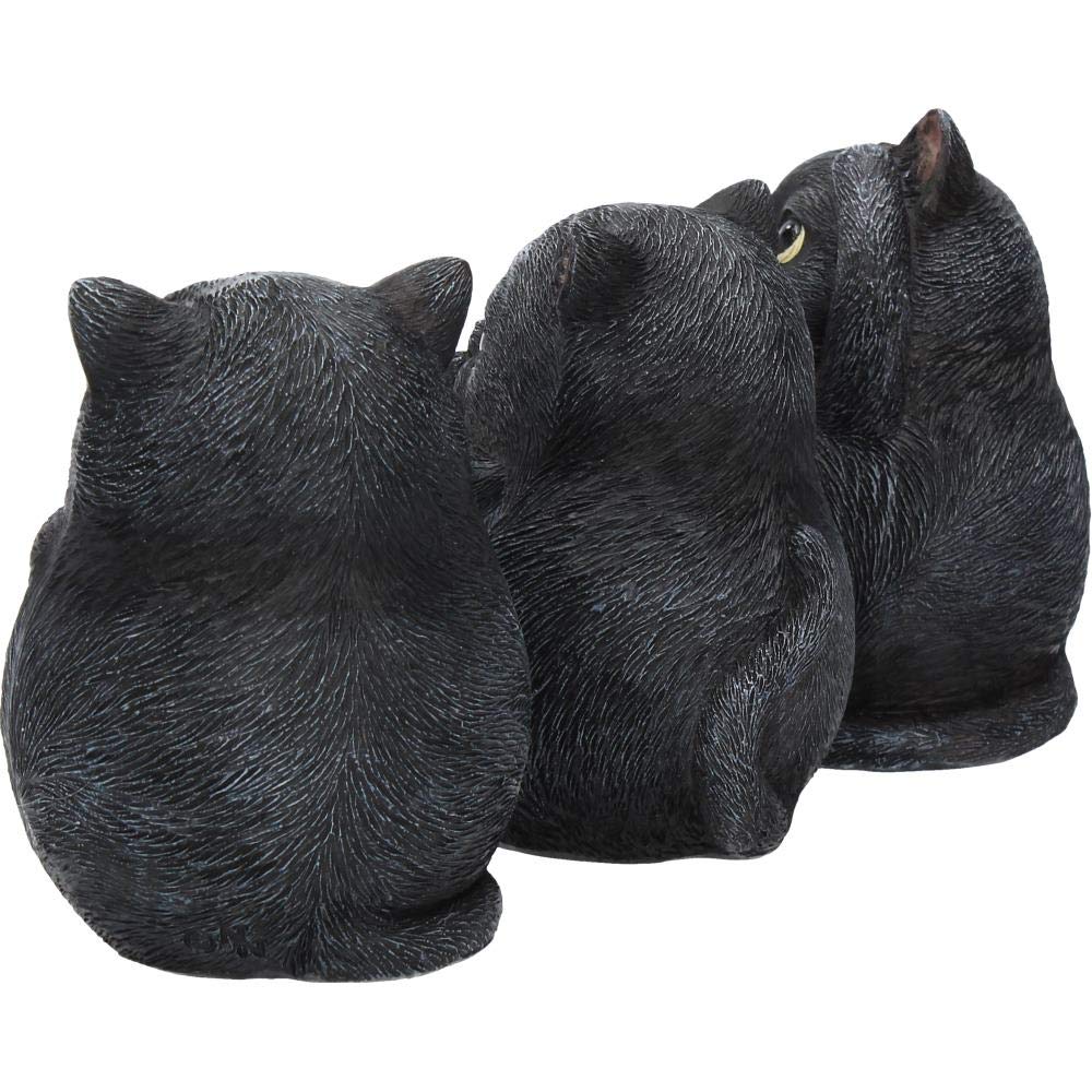 Nemesis Now Three Wise Fat Cats 8.5Cm Figurine, Resin, Black