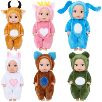 Onest 6 Sets 4 Inch Dolls Cute Girl Dolls Include 6 Pieces Girl Mini Dolls, 6 Sets Handmade Doll Clothes