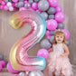 Rainbow Gradient Number 2 Balloon, 40 Inch Big Large Foil Number Balloons, Jumbo Mylar Number 2 Balloons For 2 Second Birthday P