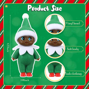 Gemscream 4 Pcs Christmas Tiny Elf Miniature in Dark Skin with Dress  Christmas Decoration Party Accessories Holiday Tiny Gift Xmas Stocking Stuffers for mature-themed(Cute Dark Skin)