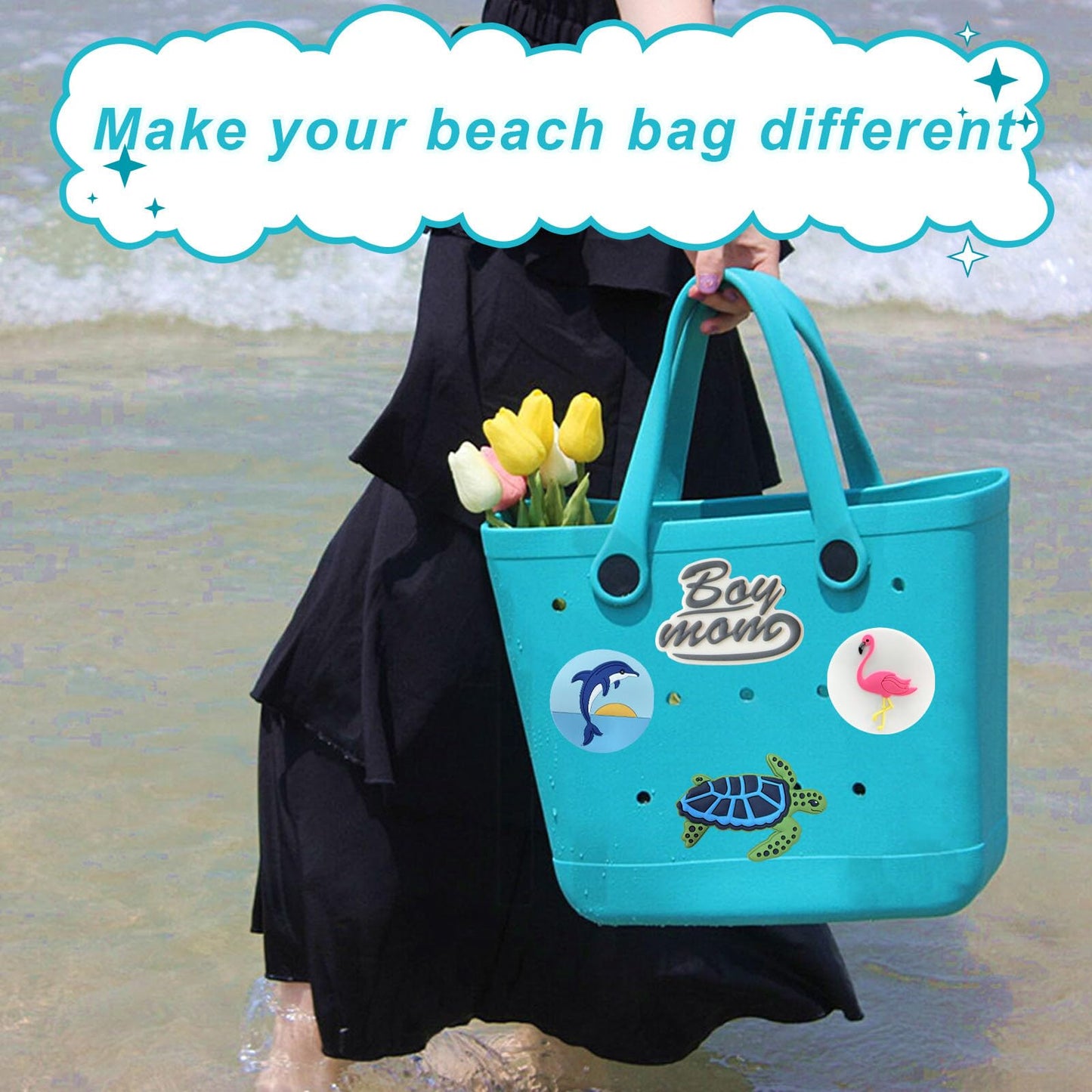 Lckaey Rubber Beach Bag Accessories-PVC Rubber decoration-for EVA Purse Bogg Inserts Y064Figure 50