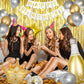 Msmancy White And Gold Birthday Decorations For Women Men 53Pcs With Happy Birthday Banner Curtains Bottle Crown Heart Star Led