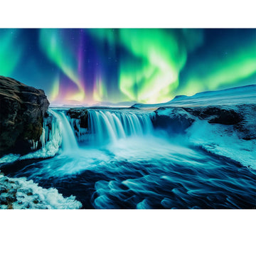 Northern Lights 1000 Piece Puzzle For Adults Unique Waterfall Nature Landscape Puzzles For Adults 1000 Pieces Vibrant Auroras Ji