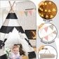 Teepee Tent For Kids, Xiaowantong Kids Teepee Tent With Lights, Carry Bag, Natural Cotton Canvas Toddler Play Tent Indoor, Washable Foldable Teepee Tent For Girls & Boys Outdoor (Stripe Black)
