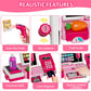 Hyes Kids Cash Register Toy Playset With Real Calculator, Toddler Pretend Play Store Incl Scanner/Credit Card/Play Money/Conveyo