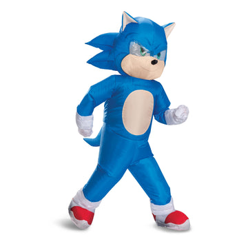 Disguise Sonic Inflatable Kids Costume, Official Sonic Move 3 Inflating Costume with Fan, One Size Child