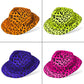 Novelty Place Neon Animal Print Plastic Party Hats, Fedora with Gangster Mafia Style, UV Blacklight Glow Party Stars Rave Hats f