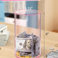 Clear Acrylic Piggy Bank For Adults Kids, Clear Money Saving Jar Must Break To Open, Unopenable Piggy Bank For Cash Coins (Pink,