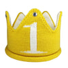 Lujuny Knit 1st Birthday Hat - Soft Baby Crown Headband Cap for Party Costume Photoshoot (YELLOW)