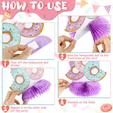 Hotop 9 Pcs Donut Two Sweet Birthday Party Decorations Table Honeycomb Centerpieces Table Topper Doughnut Birthday Sign Decor Girls Theme Party Supplies For Baby Shower