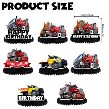 Heavy Trucks Semi Truck Happy Birthday Honeycomb Centerpieces Transportation Theme Decor for 1st Birthday Party Baby Shower Favo