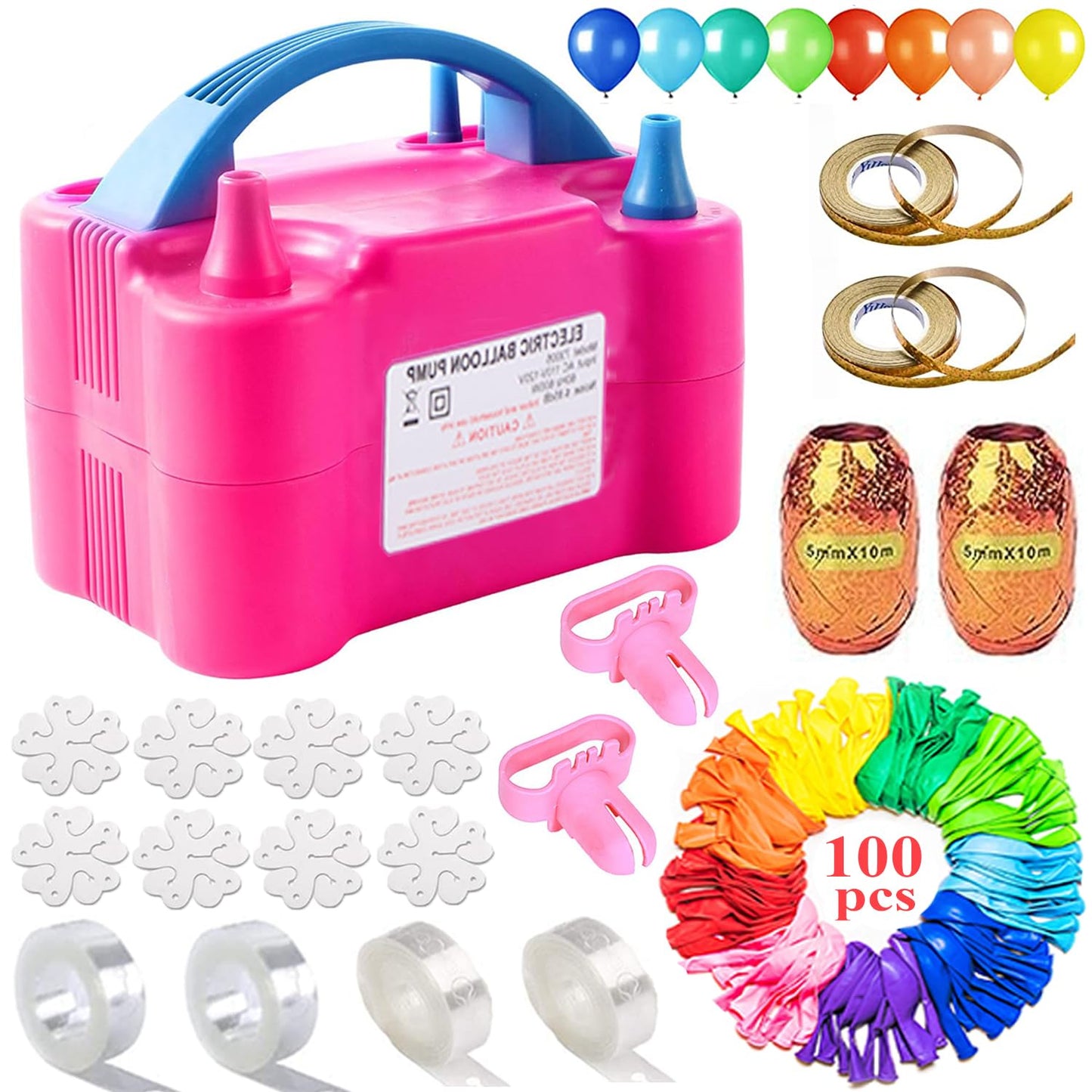 Electric Air Balloon Pump, Portable 110V 600W Dual Nozzle Electric Blower Air Pump Inflator For Decoration Party With Balloons,