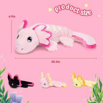 Ikasa Mommy Axolotl Stuffed Animal Mom And Baby Plush Toy, Cute 20.5'' Soft Small Mama Family Set Cuddly Toys With Little Mini B